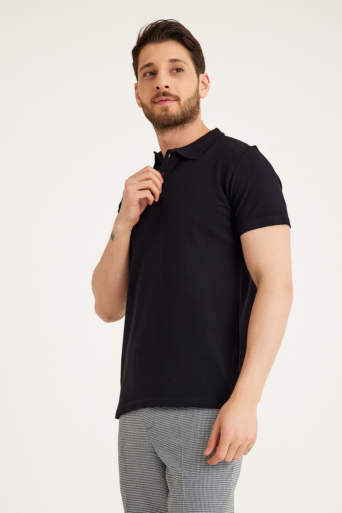 Siyah Penye Lacoste Polo Yaka İş Tişörtü