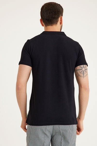 Siyah Penye Lacoste Polo Yaka İş Tişörtü