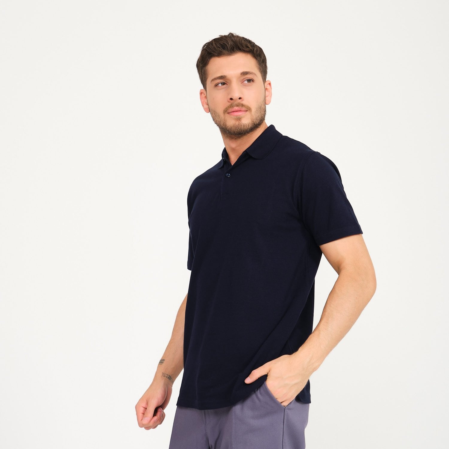 Lacivert Penye Lacoste Polo Yaka İş Tişörtü