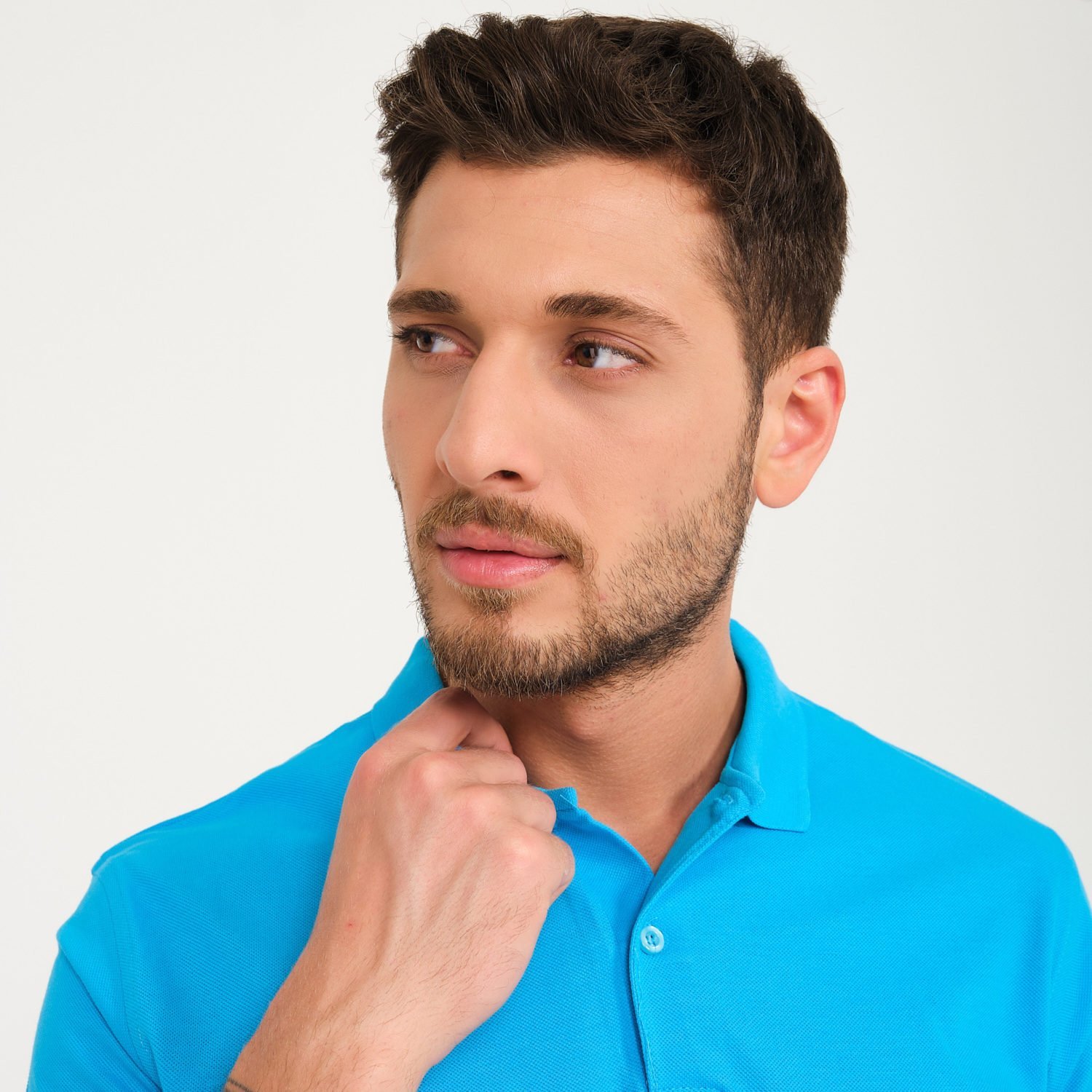 Turkuaz Penye Lacoste Polo Yaka İş Tişörtü