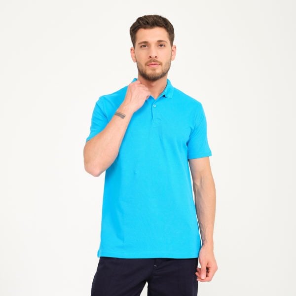 Turkuaz Penye Lacoste Polo Yaka İş Tişörtü