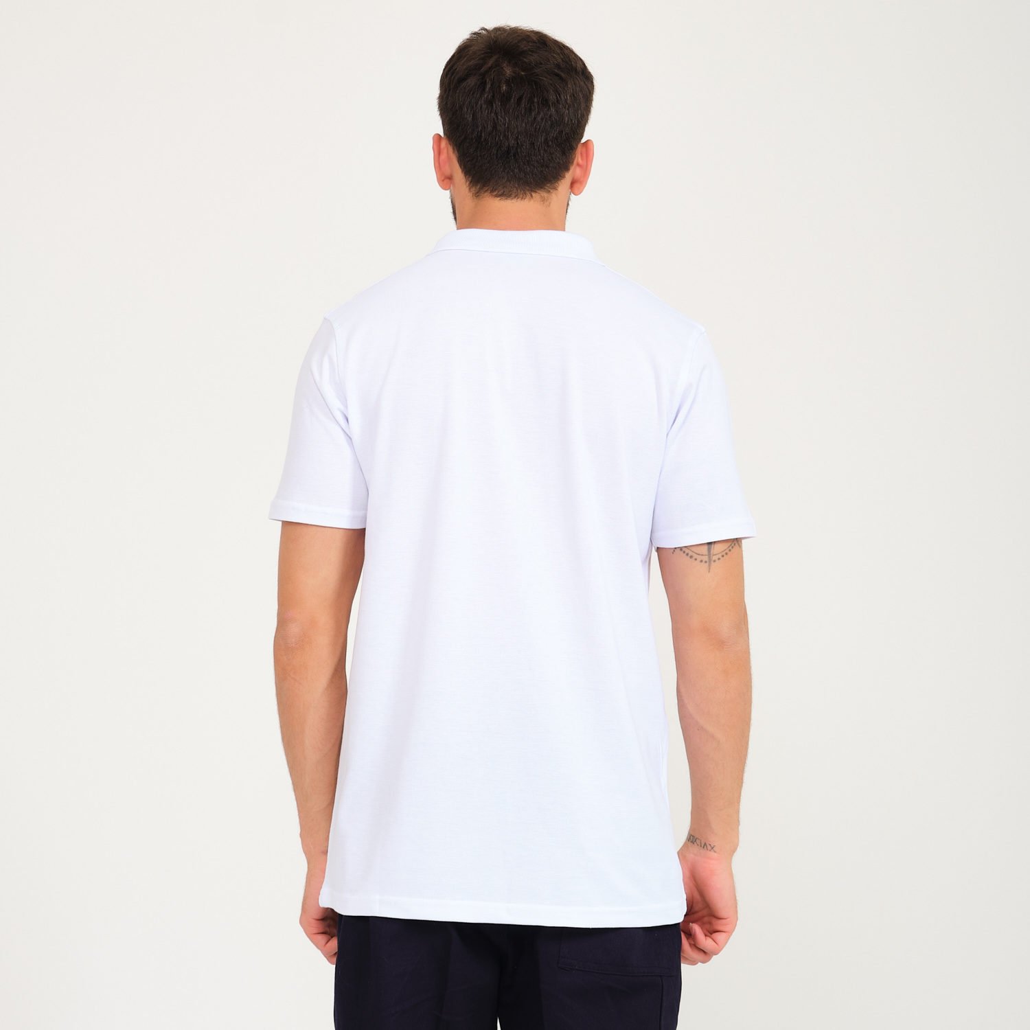 Beyaz Penye Lacoste Polo Yaka İş Tişörtü