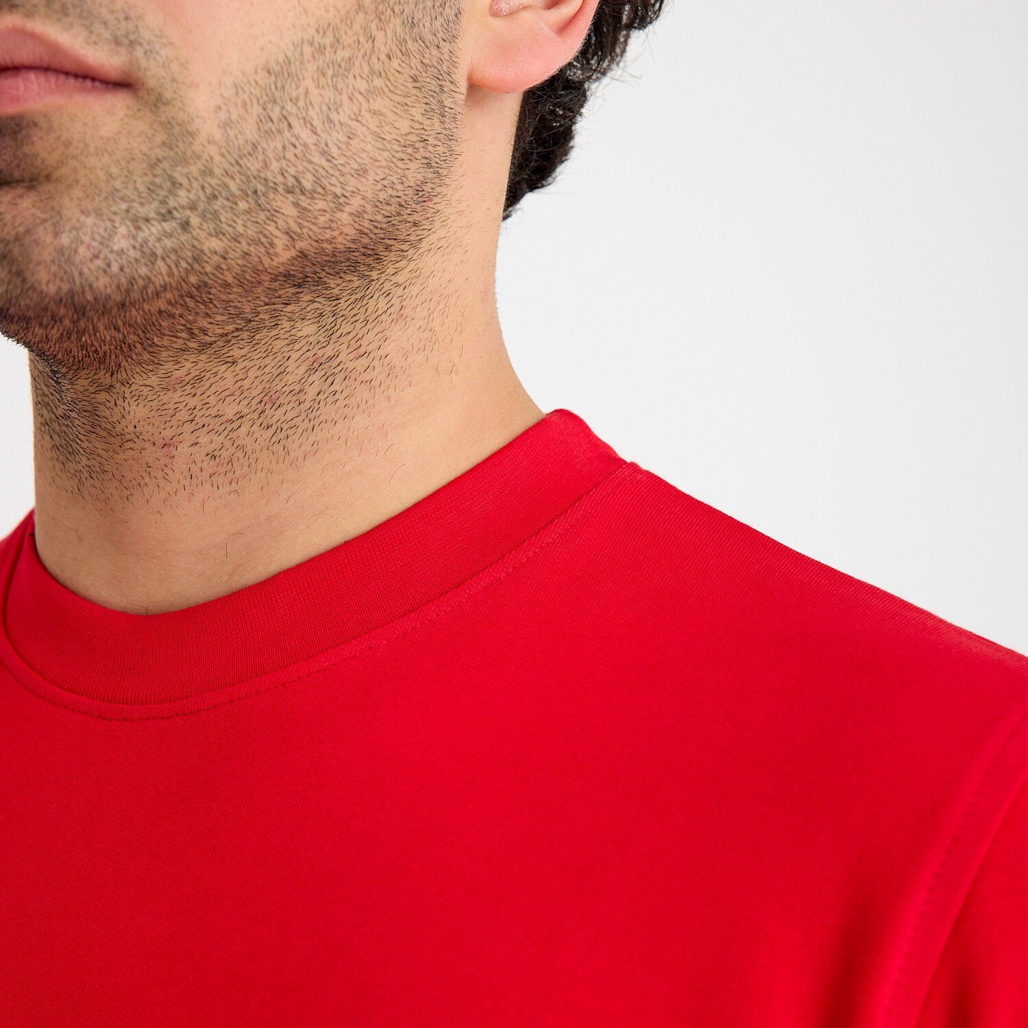 İki İplik Sweatshirt - Bisiklet Yaka | Kırmızı