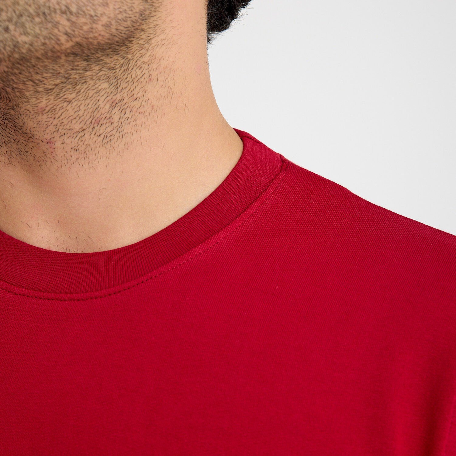 İki İplik Sweatshirt - Bisiklet Yaka | Bordo