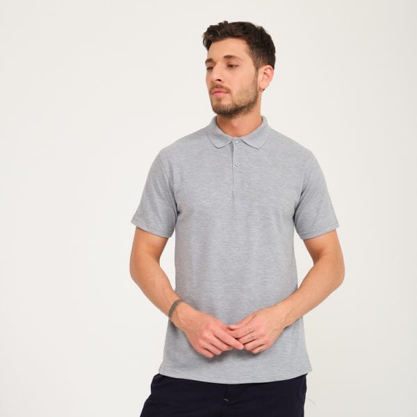 Gri Melanj Penye Lacoste Polo Yaka İş Tişörtü