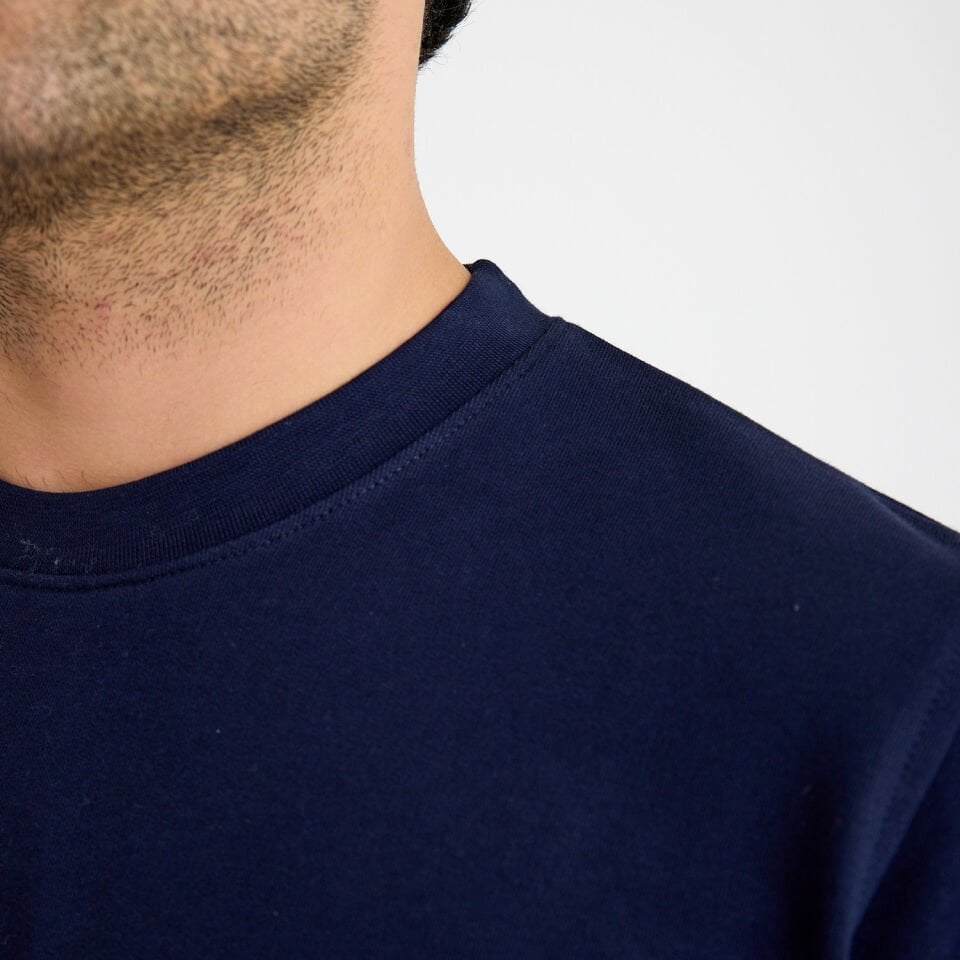 İki İplik Sweatshirt - Bisiklet Yaka | Lacivert