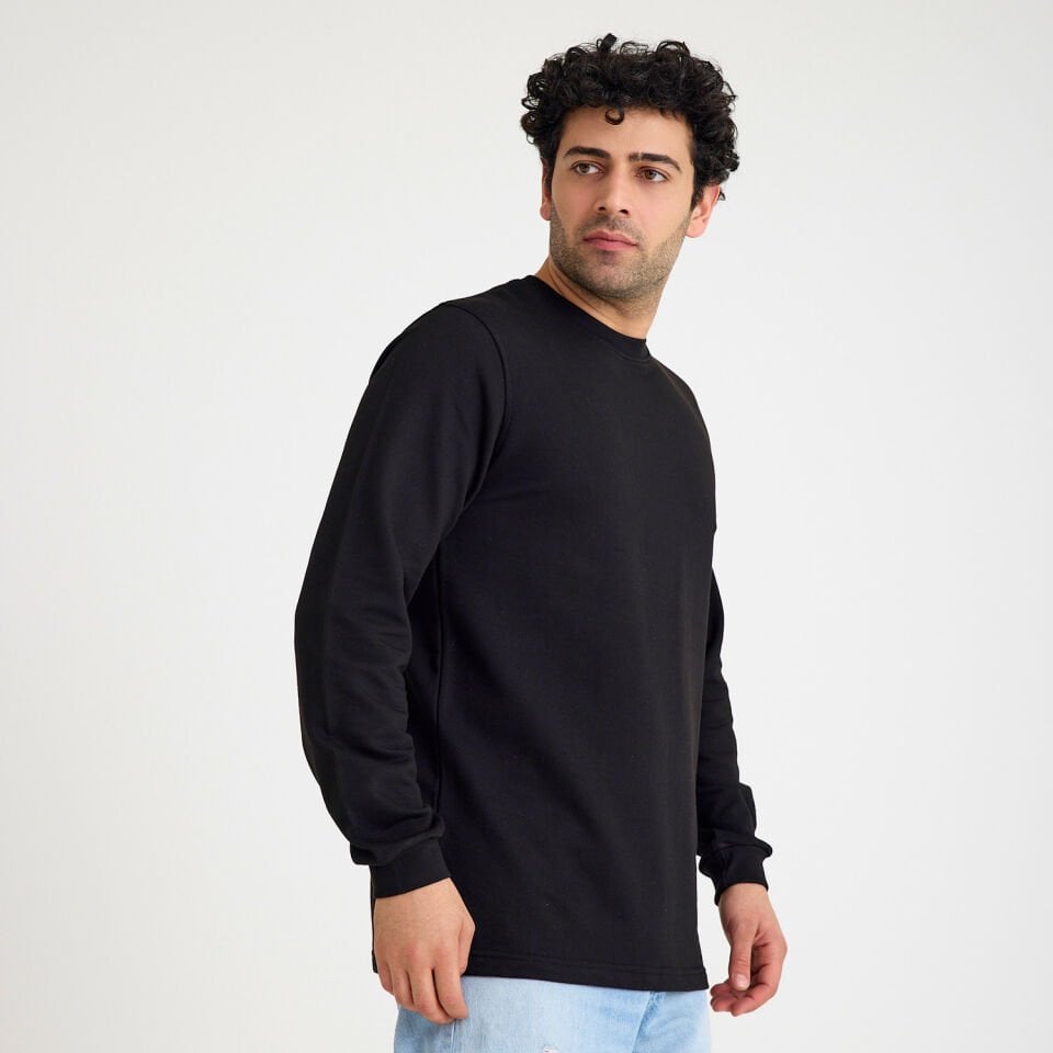 İki İplik Sweatshirt | Siyah