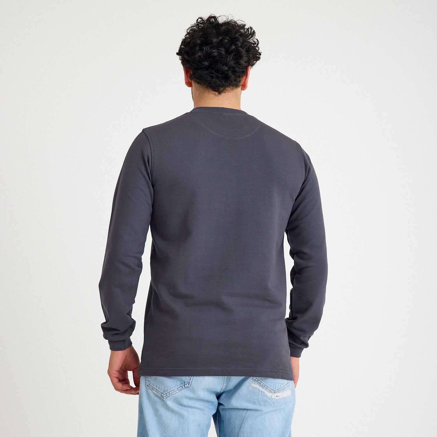 İki İplik Sweatshirt - Bisiklet Yaka | Füme