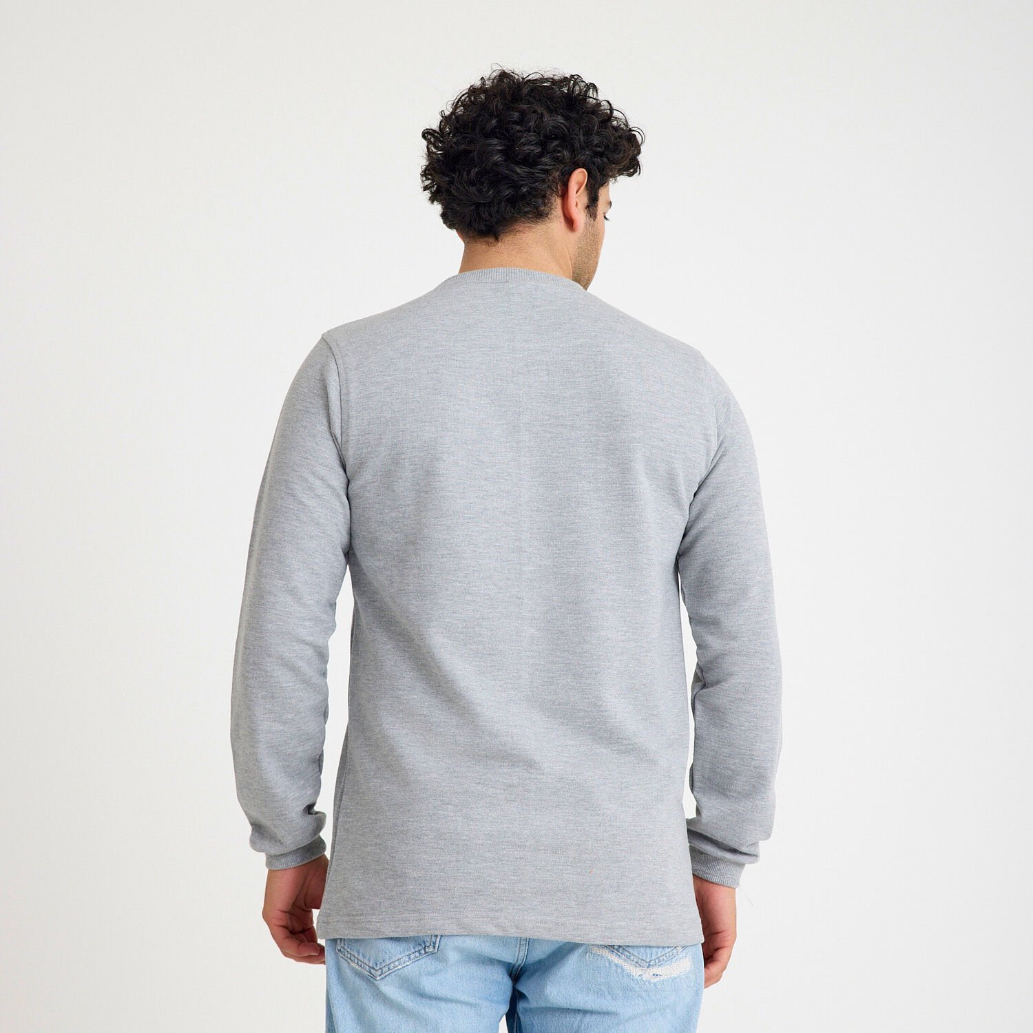 İki İplik Sweatshirt - Bisiklet Yaka | Gri