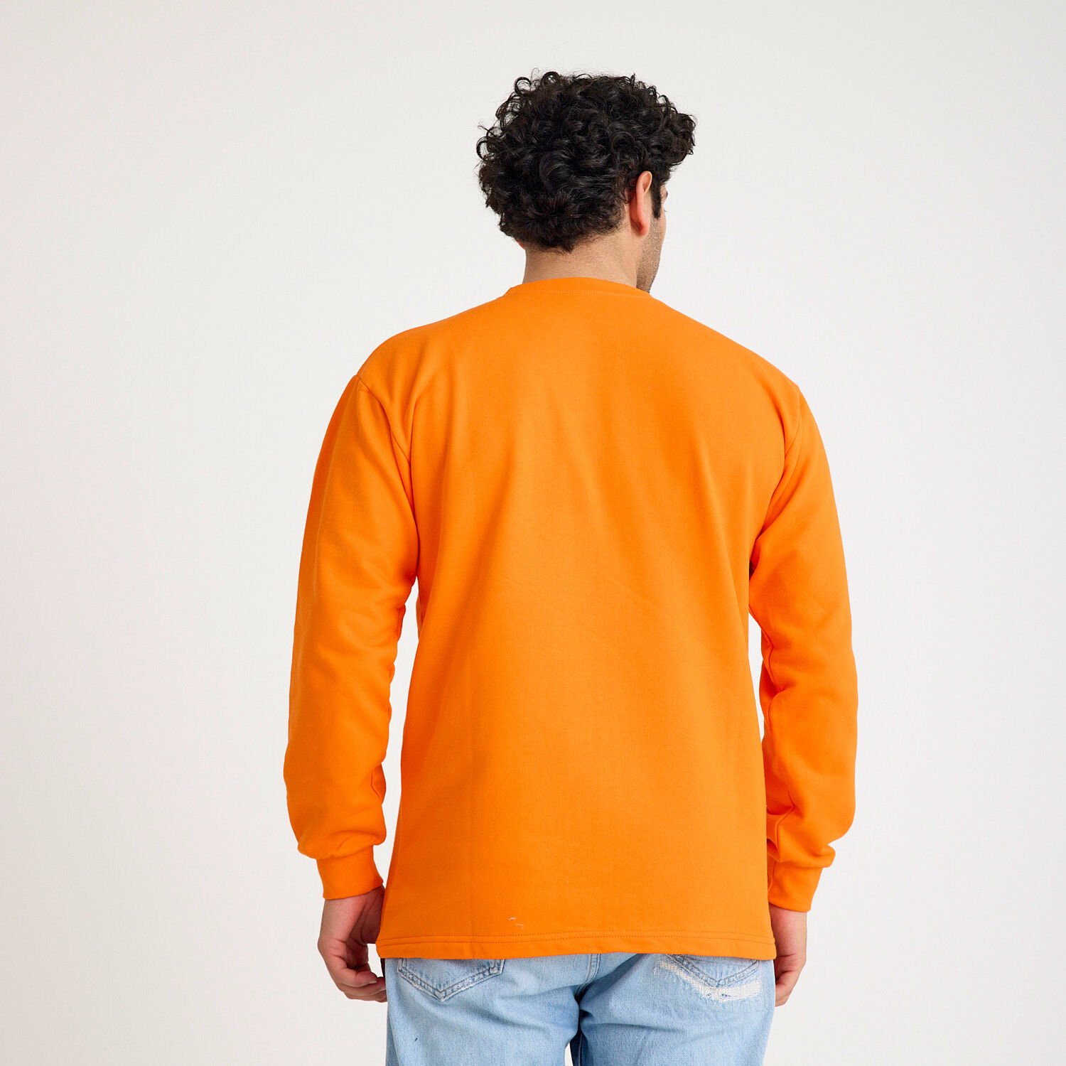 İki İplik Sweatshirt - Bisiklet Yaka | Turuncu