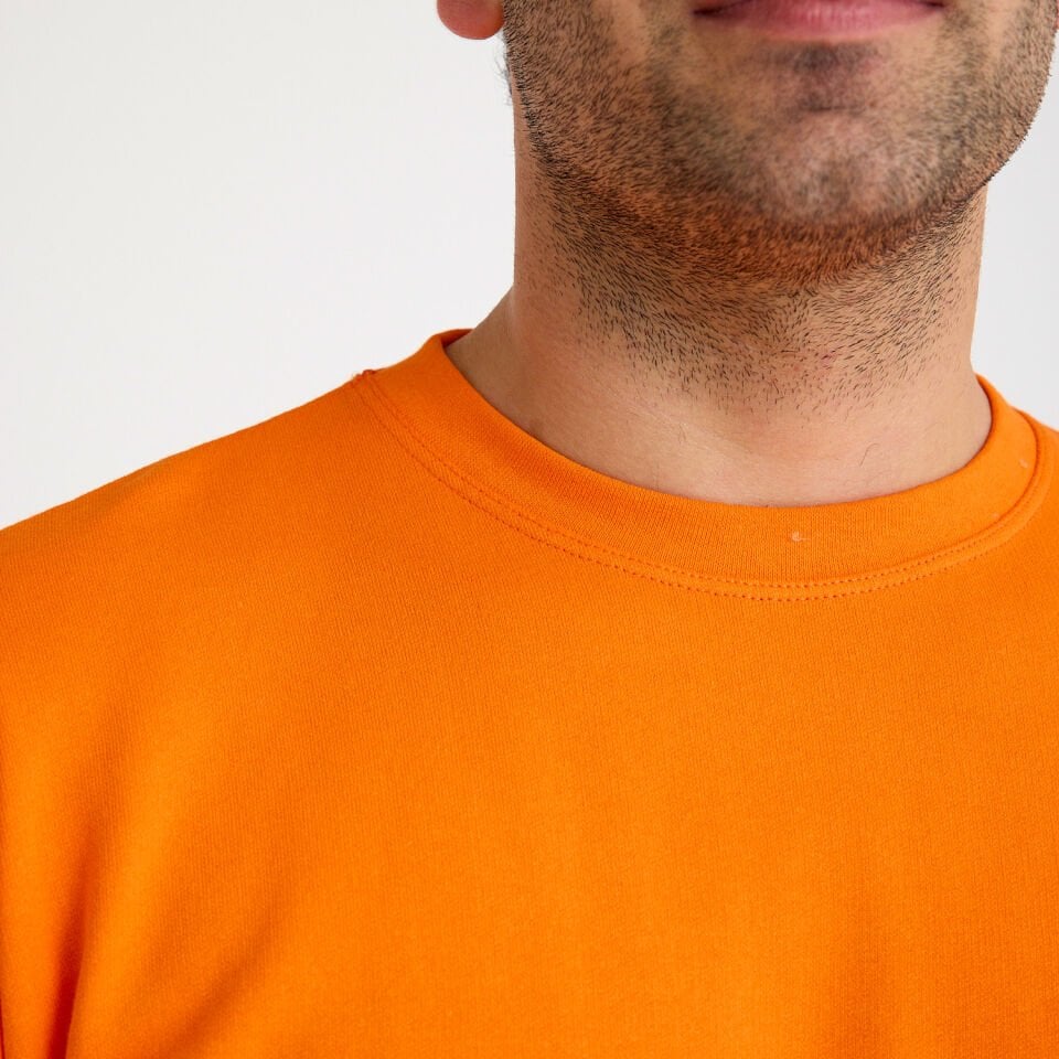İki İplik Sweatshirt - Bisiklet Yaka | Turuncu