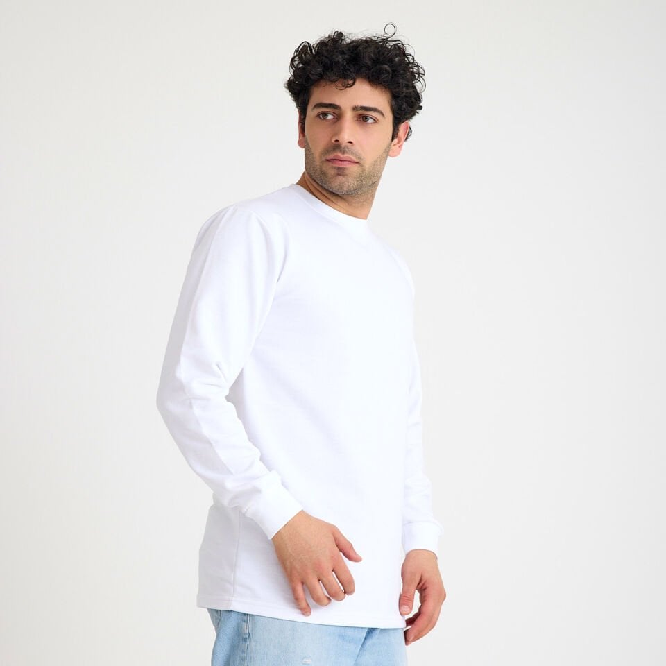 İki İplik Sweatshirt | Beyaz