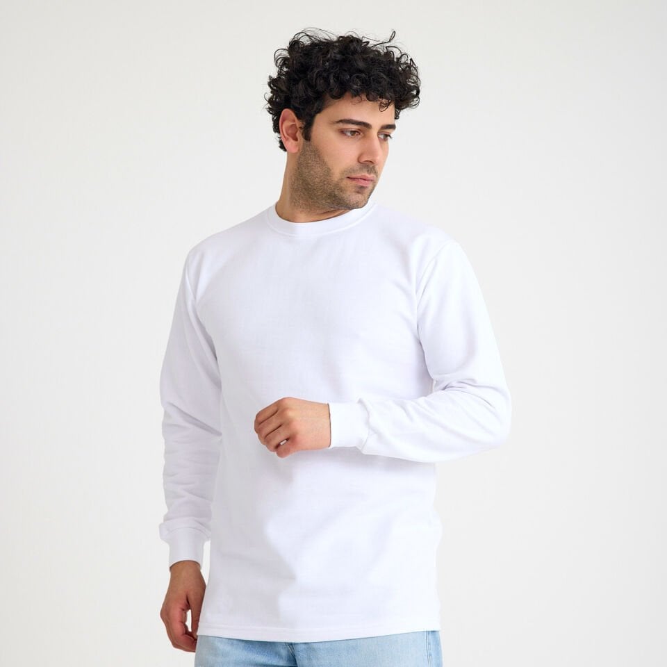 İki İplik Sweatshirt | Beyaz