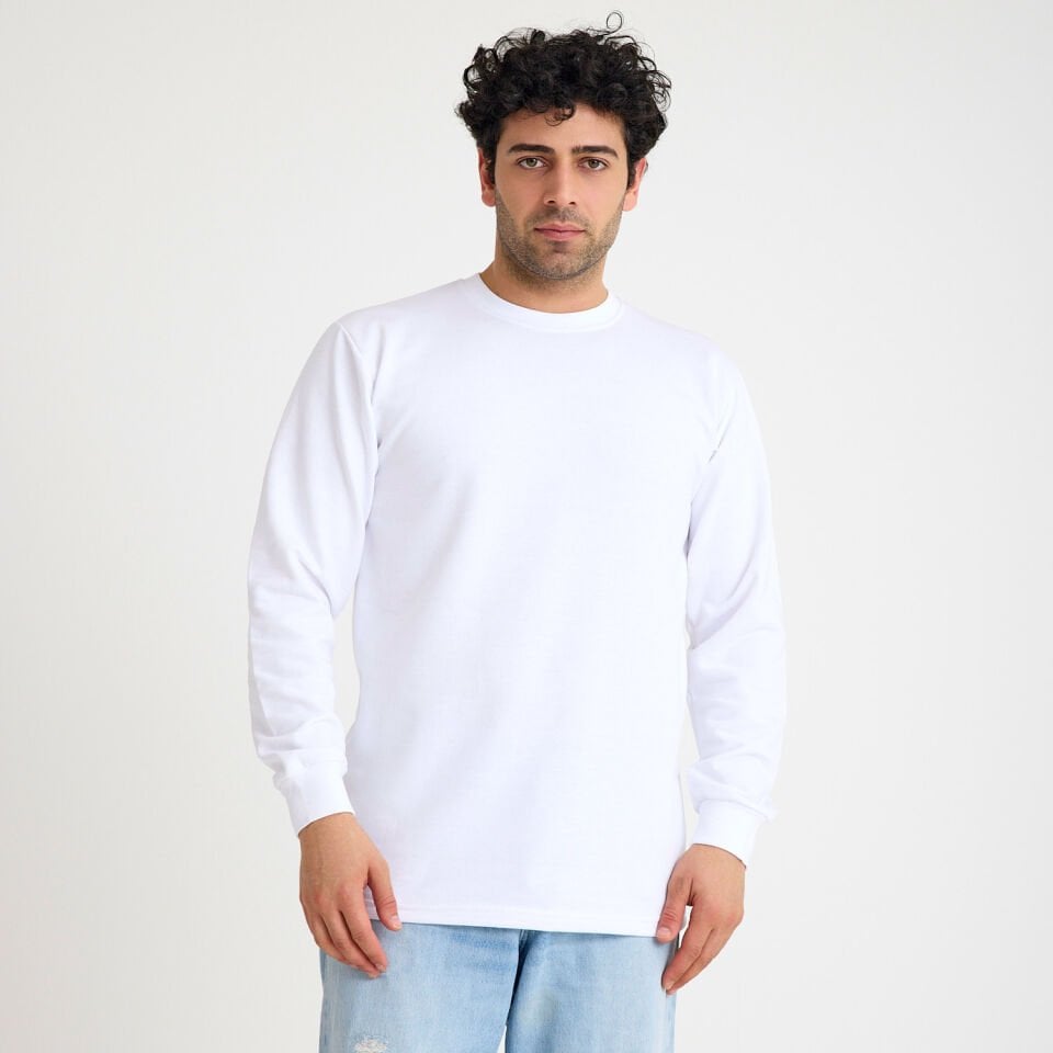 İki İplik Sweatshirt | Beyaz