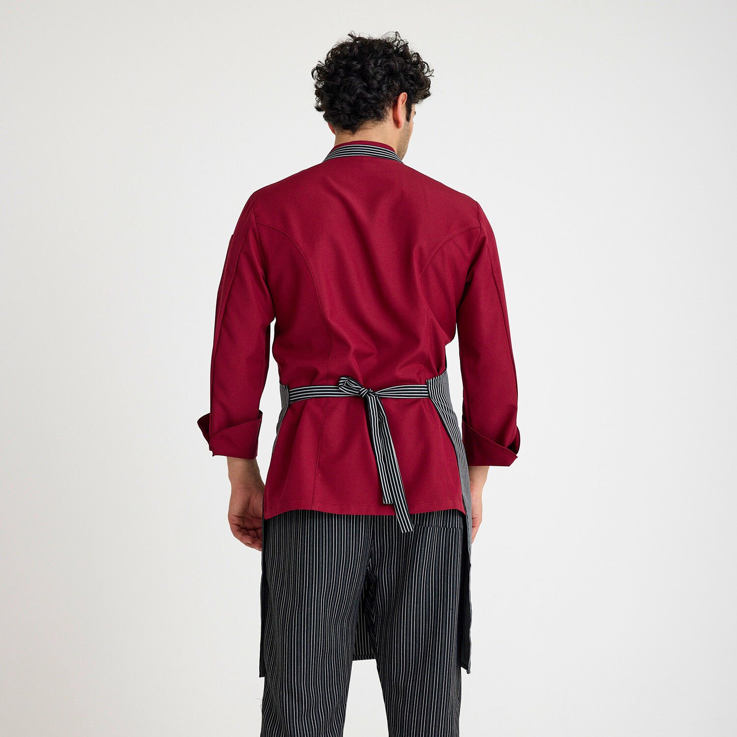 Kalın Çizgili Askılı Önlük - Siyah Gri