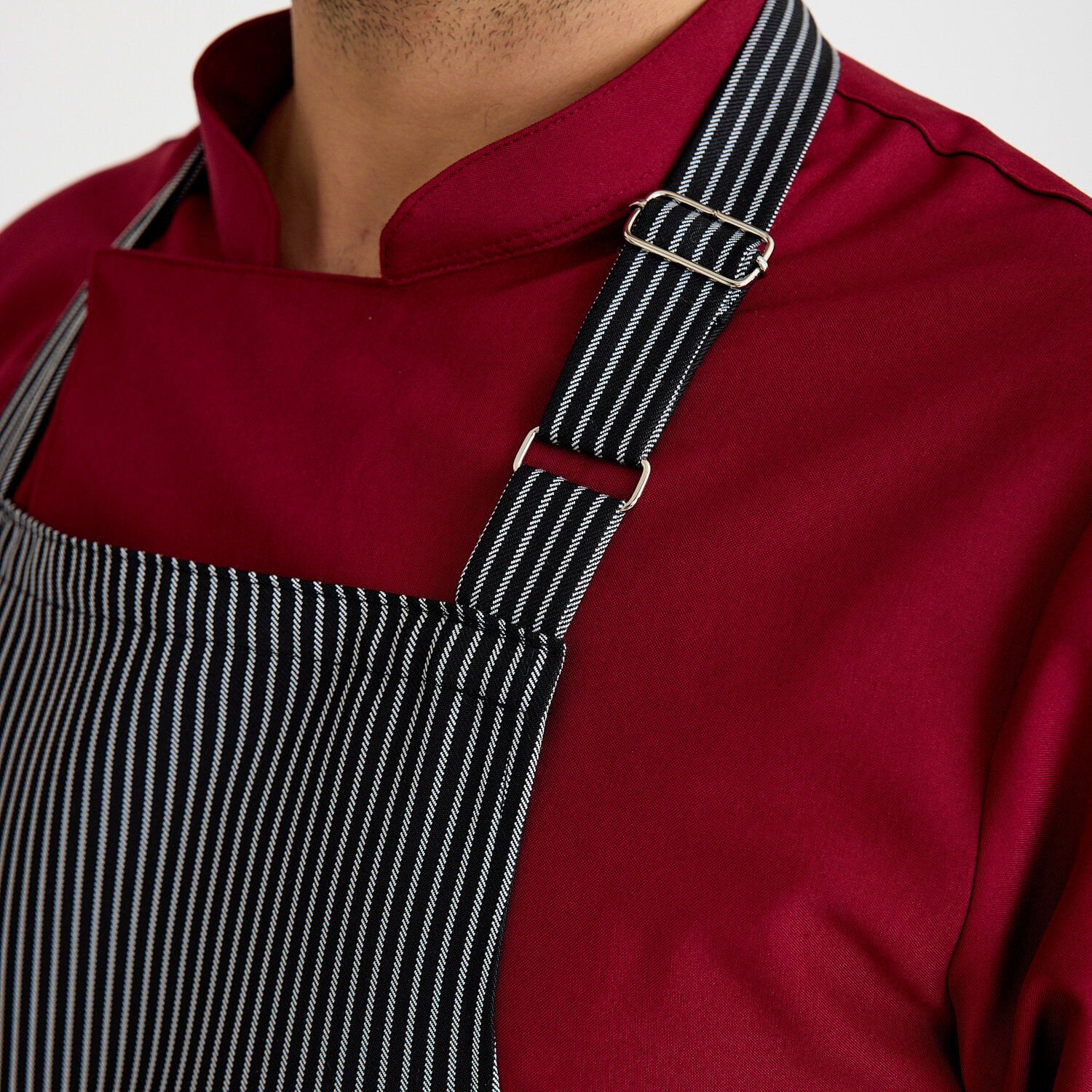 Kalın Çizgili Askılı Önlük - Siyah Gri