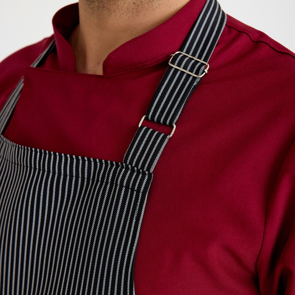 Kalın Çizgili Askılı Önlük - Siyah Gri