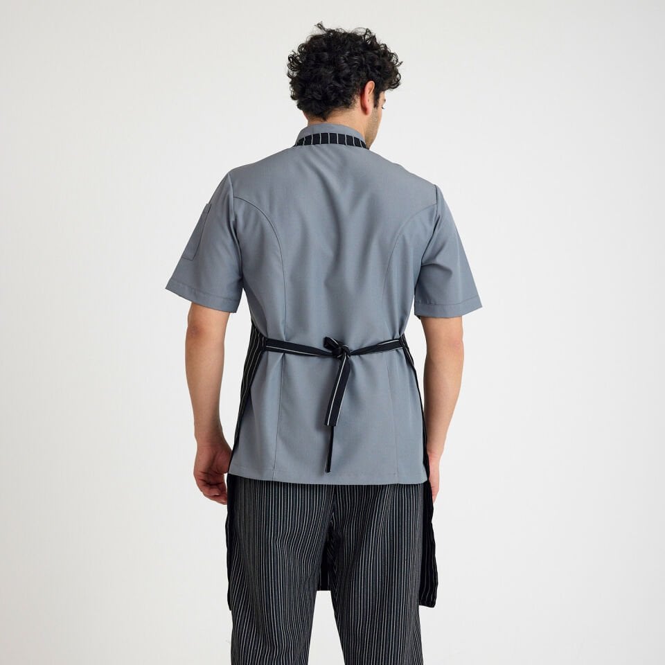 Kalın Çizgili Askılı Önlük - Siyah