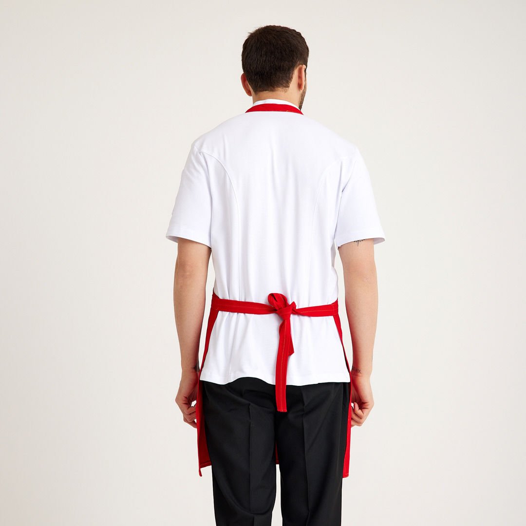 Kırmızı Kot Askılı Cepli Önlük