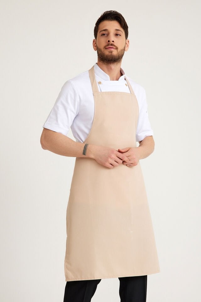 Bej Geniş Kuşak Askılı Önlük