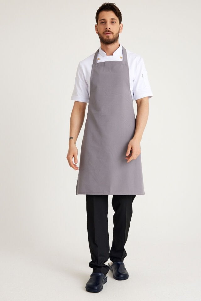 Gri Geniş Kuşak Askılı Önlük