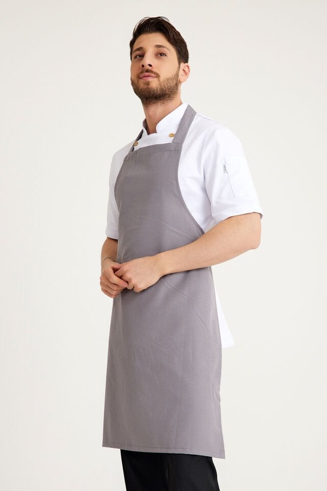 Gri Geniş Kuşak Askılı Önlük