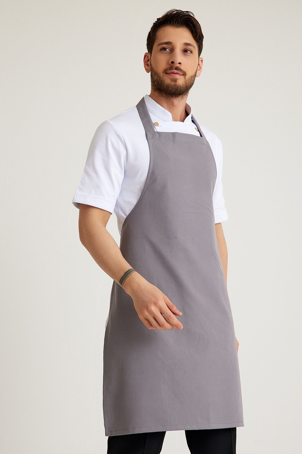 Gri Geniş Kuşak Askılı Önlük