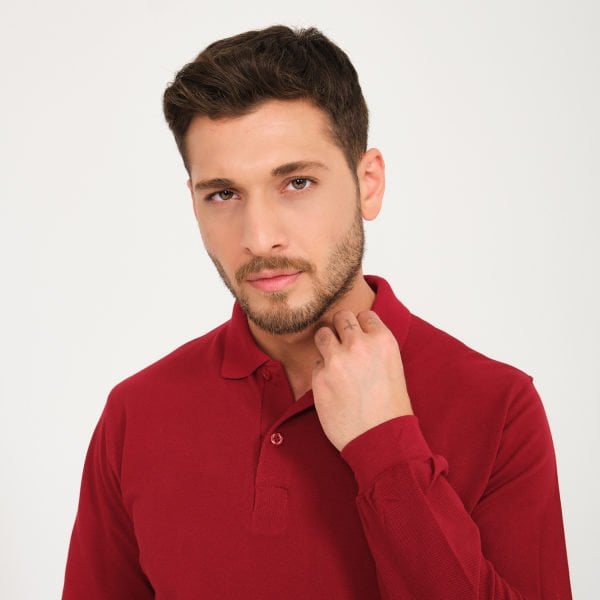 Bordo Uzun Kol 1.Kalite Polo Yaka İş Tişörtü