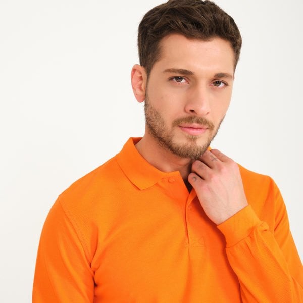 Turuncu Uzun Kol 1.Kalite Polo Yaka İş Tişörtü