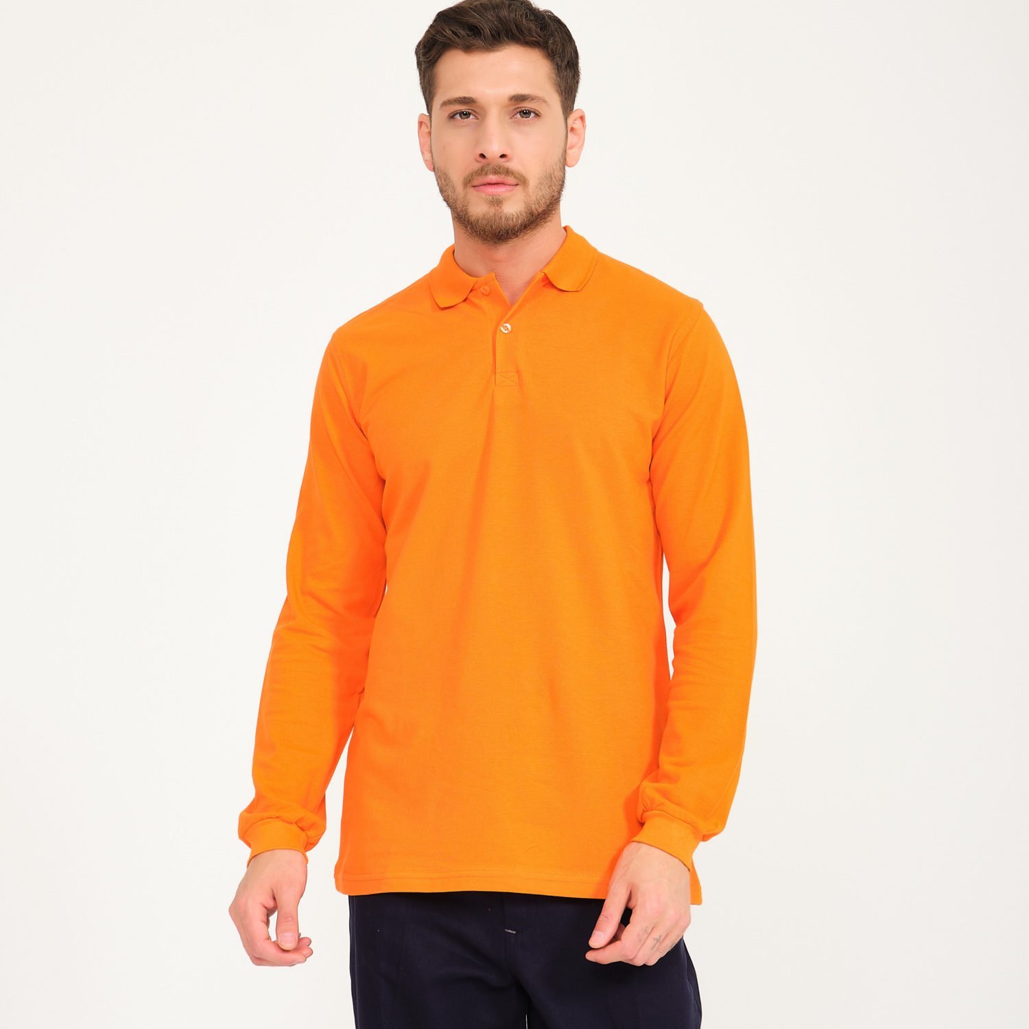 Turuncu Uzun Kol 1.Kalite Polo Yaka İş Tişörtü