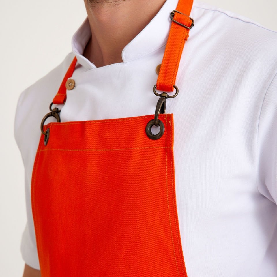 Turuncu Kot Askılı Cepli Önlük