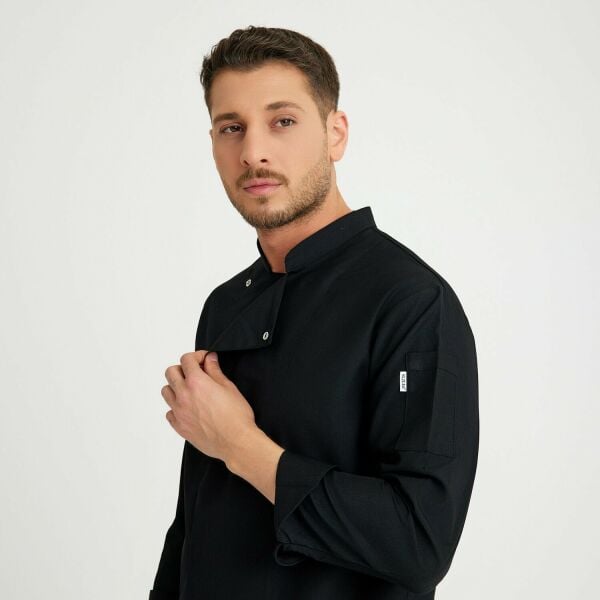 Siyah Alpaka Hakim Yaka Aşçı Ceketi