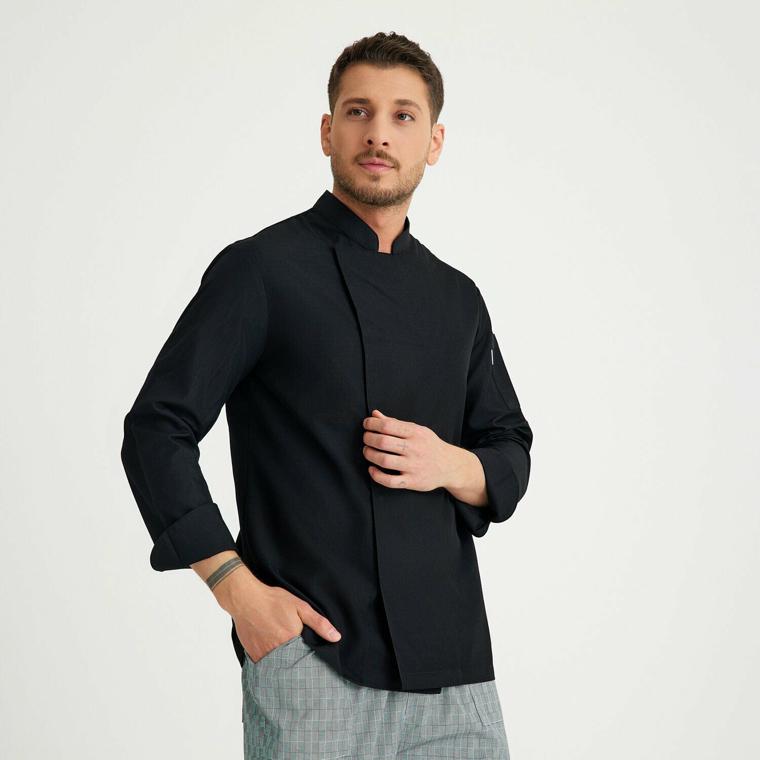 Siyah Alpaka Hakim Yaka Aşçı Ceketi