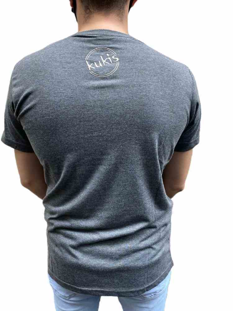 Gri Nakışlı Sıfır Yaka İş Tişörtü %100 pamuk