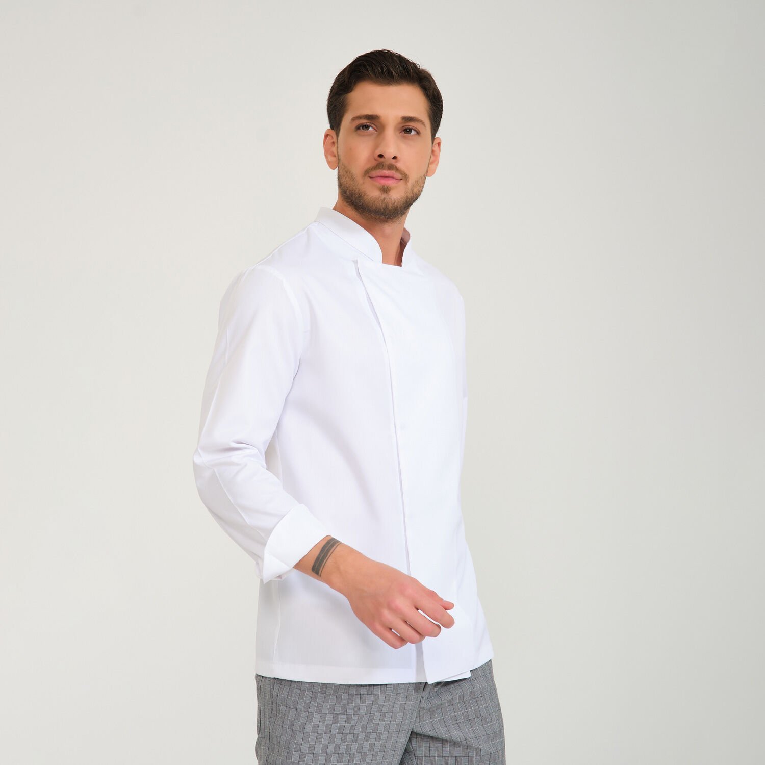 Beyaz Alpaka Hakim Yaka Aşçı Ceketi