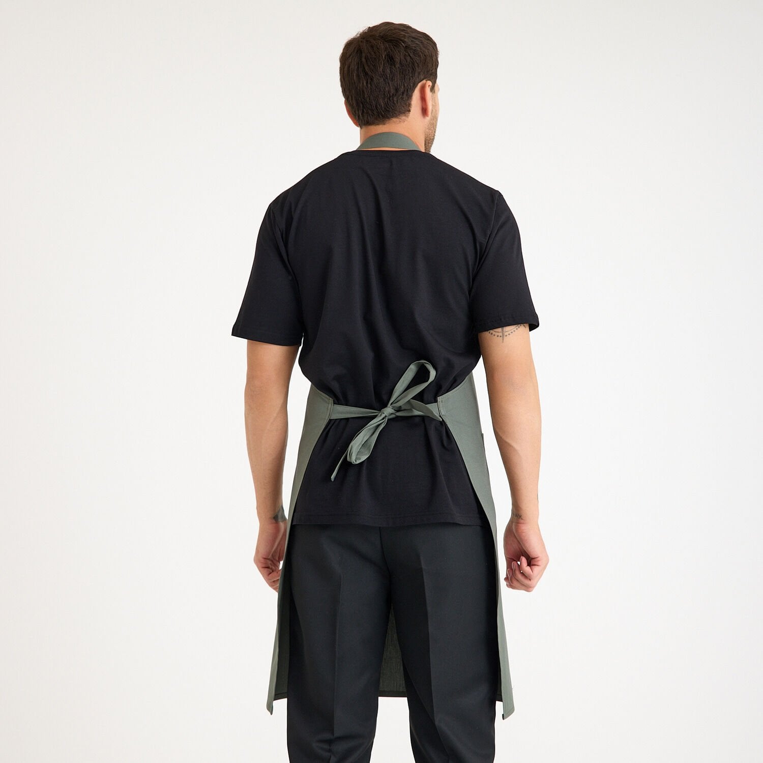 Gabardin Tokalı Askılı Önlük - Haki Tek Cep