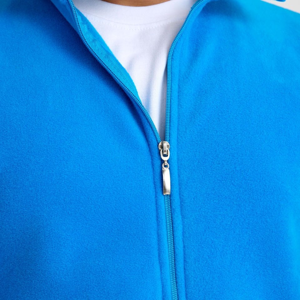 Turkuaz Dik Yaka Cepli Fermuarlı Polar Mont