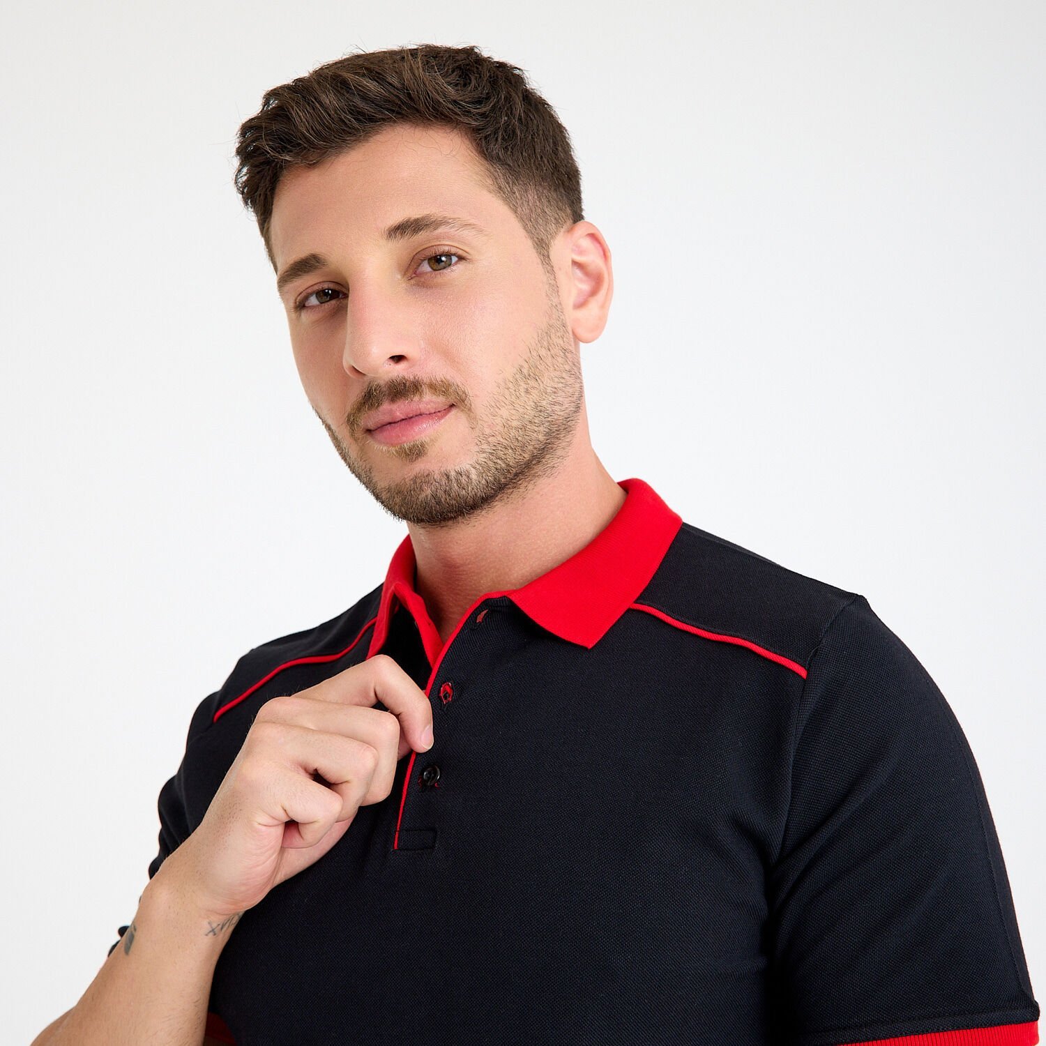 Siyah Kırmızı Çift Renk Polo Yaka İş Tişörtü