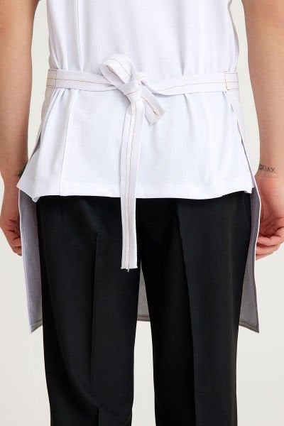 Beyaz Cepli Yarım Kot Önlük