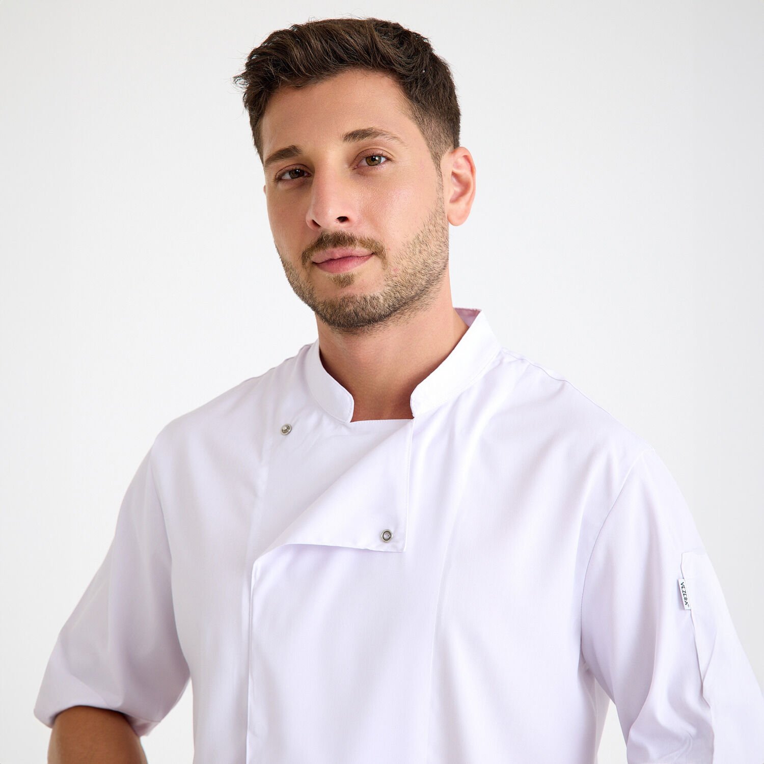 Beyaz Kısa Kol Likralı Aşçı Ceketi