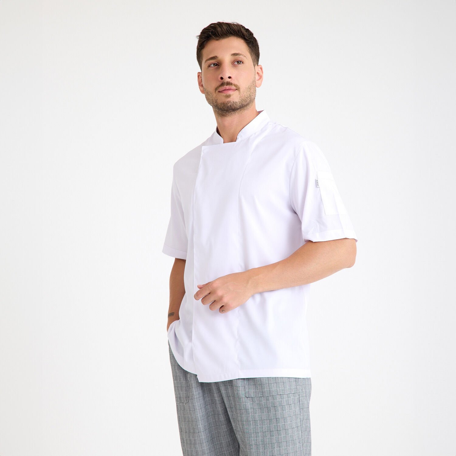 Beyaz Kısa Kol Likralı Aşçı Ceketi