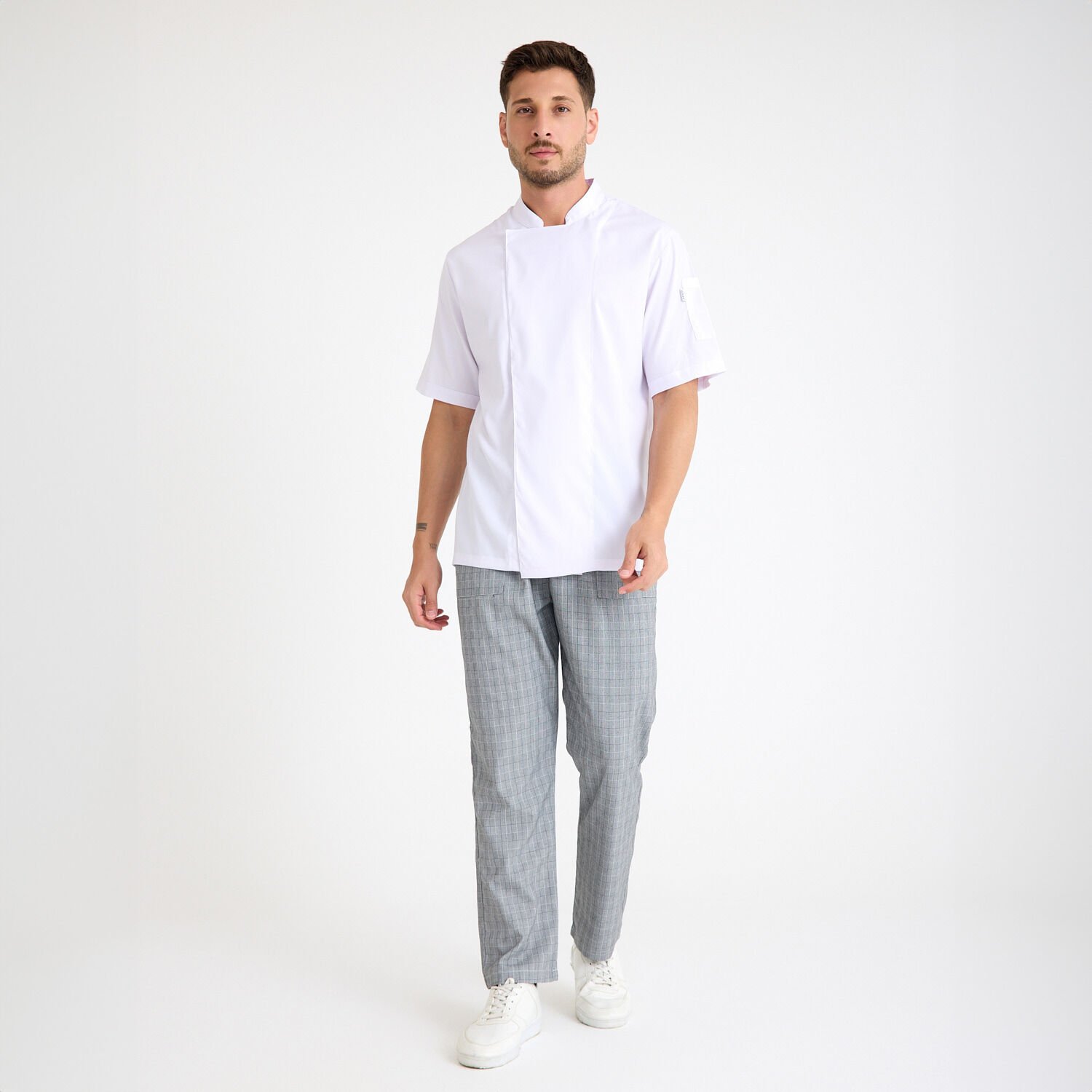 Beyaz Kısa Kol Likralı Aşçı Ceketi