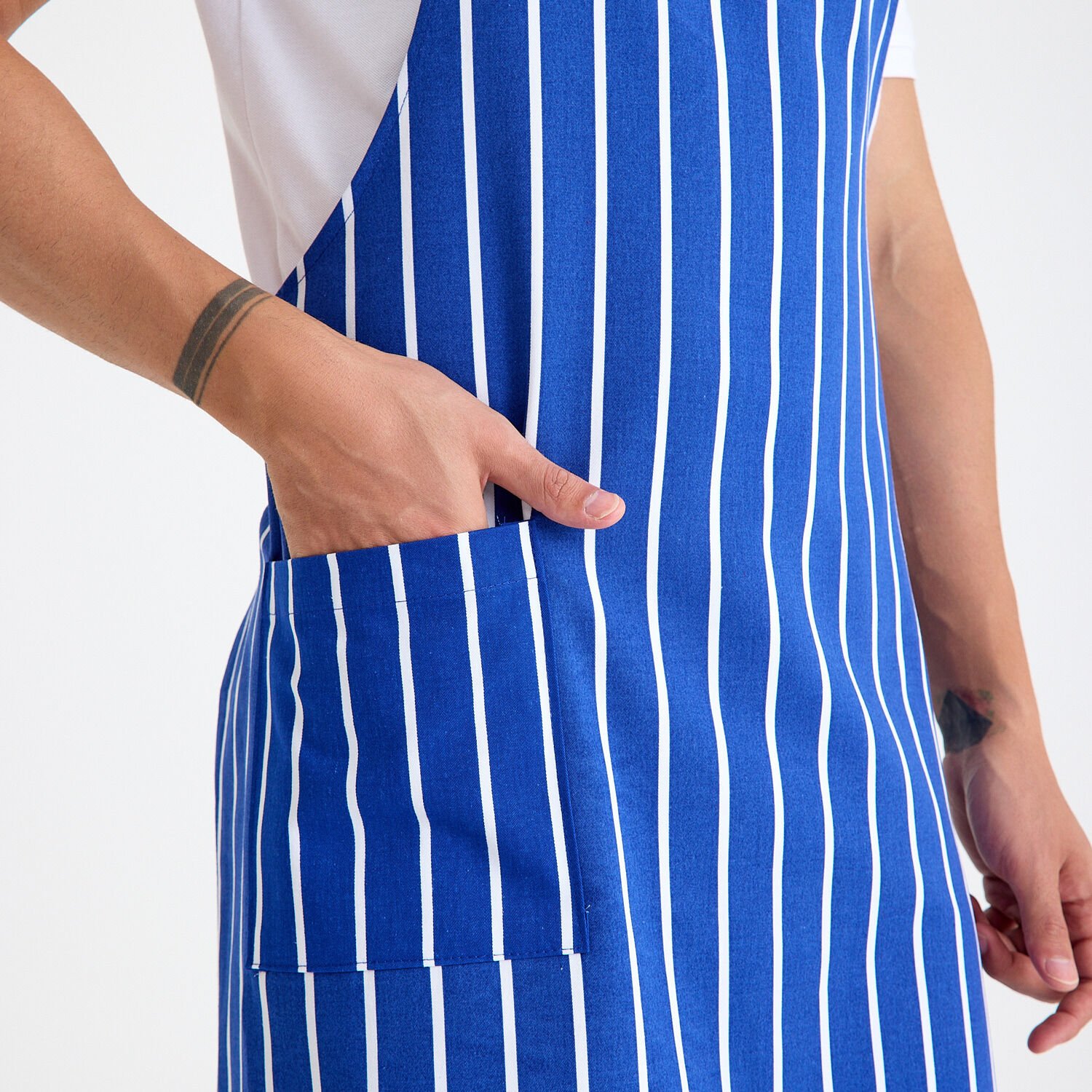 İtalyan Saks Mavi Çizgili Önlük