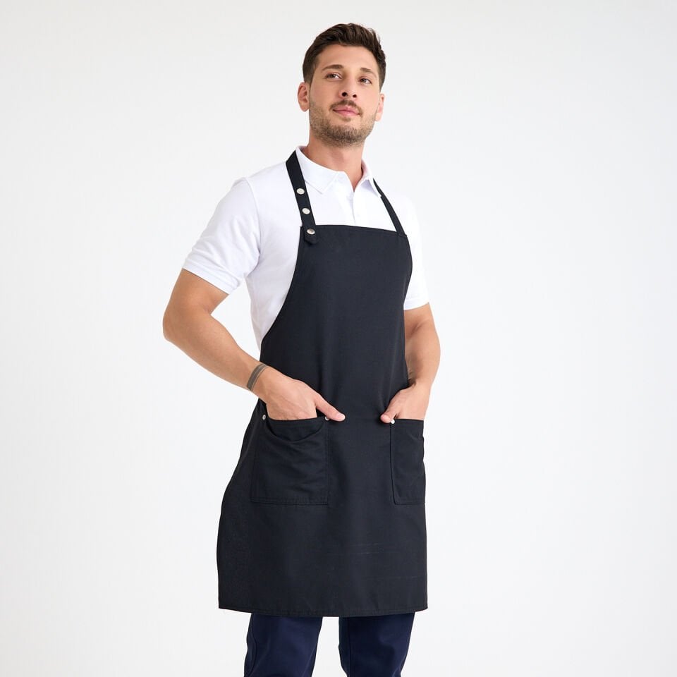 Gabardin Askılı Önlük - Siyah