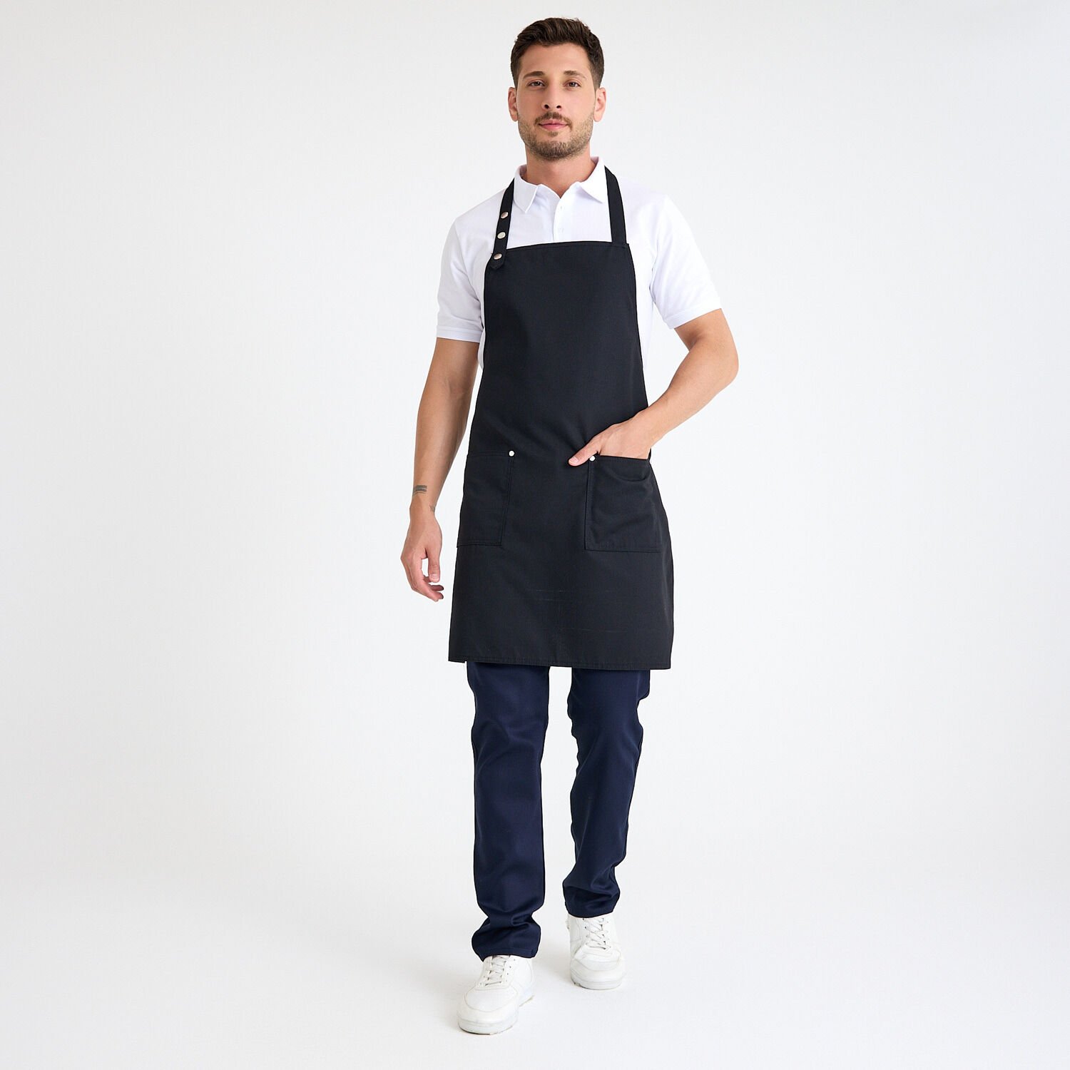 Gabardin Askılı Önlük - Siyah